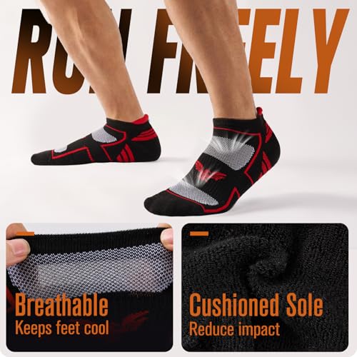 Mens Running Socks - 6 Pairs with Arch Compression & Cushioned Support