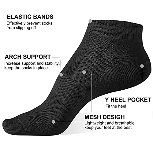 Women's Athletic Ankle Socks - Soft Low Cut Sport Socks, 5 Pairs - Black/White/Gray