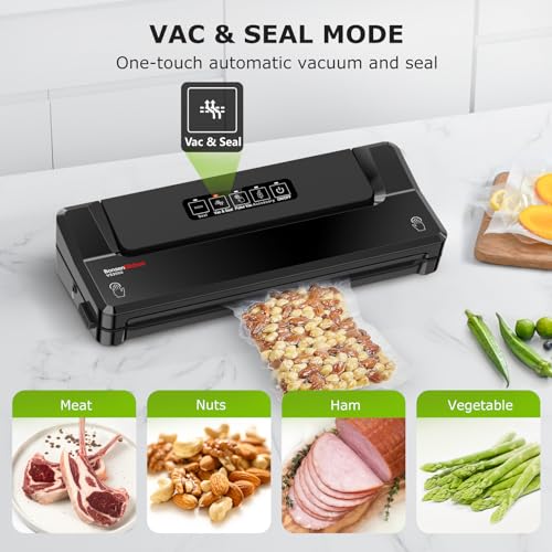 Bonsenkitchen Vacuum Sealer Machine with 5 Bags – Black