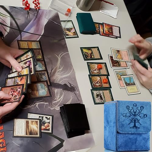 MTG Commander Deck Box - Premium PU Leather, 100+ Cards - Blue Tree
