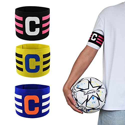 Adjustable Soccer Captain Armbands - 3 Pcs Black/Yellow/Blue