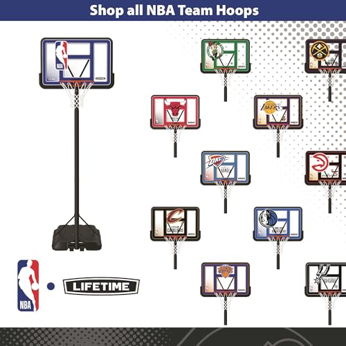 Portable NBA Basketball Hoop - Adjustable Height 7.5-10 Ft, 44" Backboard, Black/Clear
