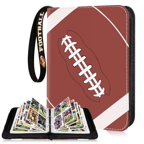 Komirom 440-Pocket Football Card Binder with 55 Removable Sleeves – Sports Card Holder, 3-Ring, Wristband