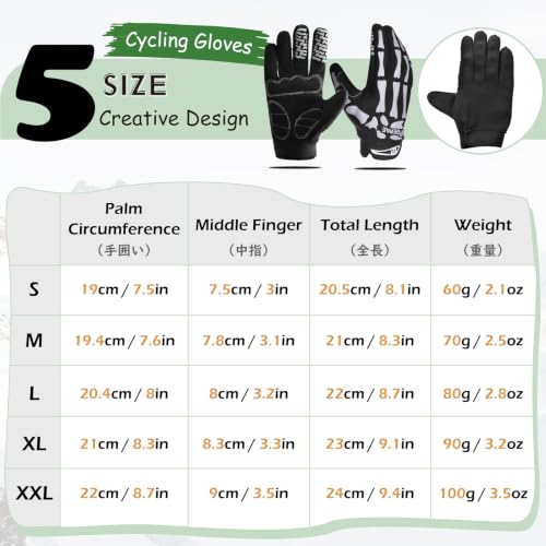 Skeleton Cycling Gloves for Men, Women & Kids - Black, Small
