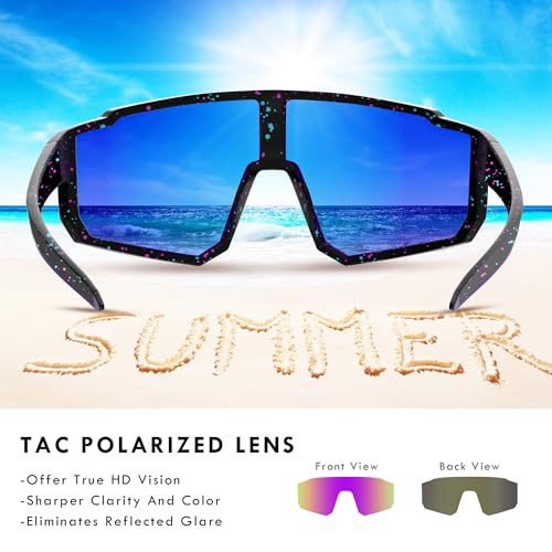 Kids Polarized Baseball Sunglasses - Lightweight TR90 Frame, Purple Lens