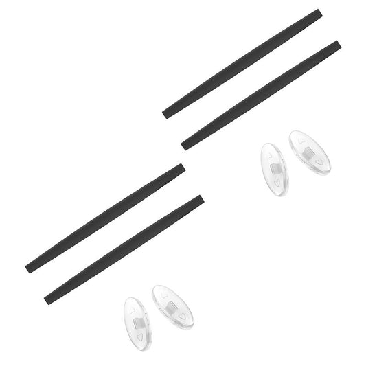 SAUCER Replacement Nose Pieces Pads & Earsocks Temple Sleeve Rubber Kit for Oakley Big Square Wire Sunglass - Black + Black