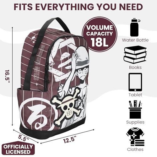 One Piece Luffy Character Art Brown Backpack with Laptop Sleeve