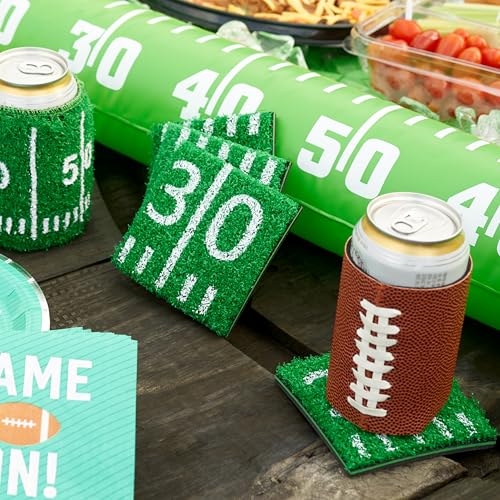 True Zoo Home Turf Astro Turf Football Field Drink Coasters Set of 5, Game Day Table Decor