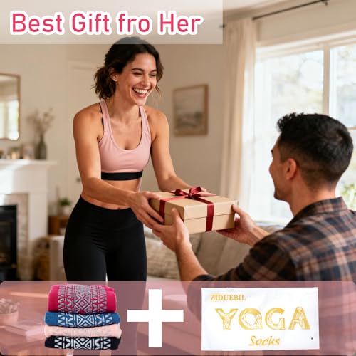 Yoga Socks Women 4-Pack Grip Socks for Pilates Barre Dance & Home