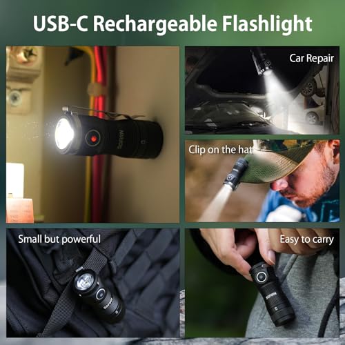 sofirn SC13A Rechargeable Mini Flashlight, Bright Flashlight 1300 Lumens, Andruril 2 UI, IP68 Waterproof, Pocket Flashlight for Everyday Carry Camping Hiking Exploring