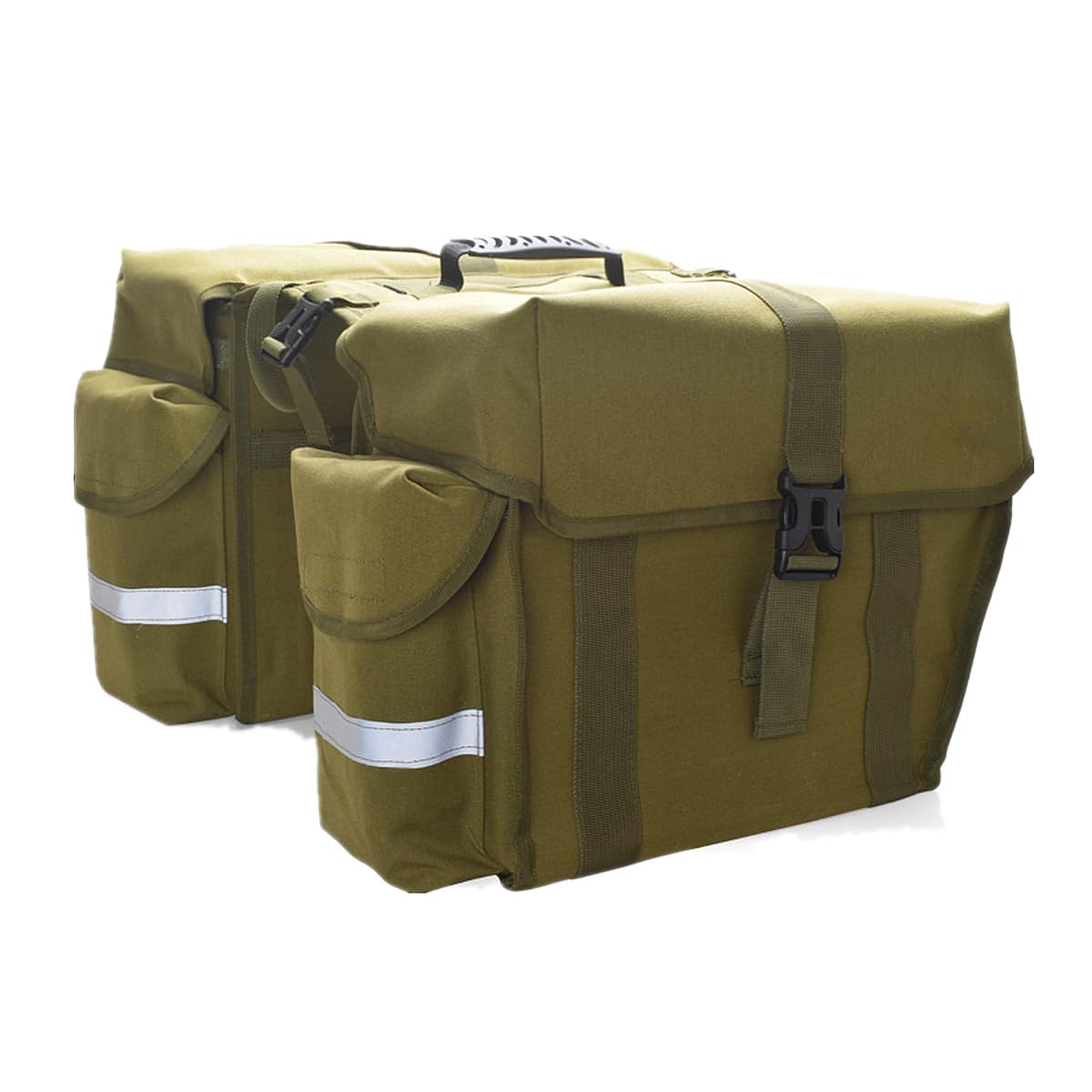UNISTRENGH Bike Panniers Double Side Tail Bag Waterproof Canvas Bike Rear Rack Bag Large Capacity Cargo Saddle Rack Trunk Equipment Pack for Mountain Bike Riding Cycling (Military Green_50L)