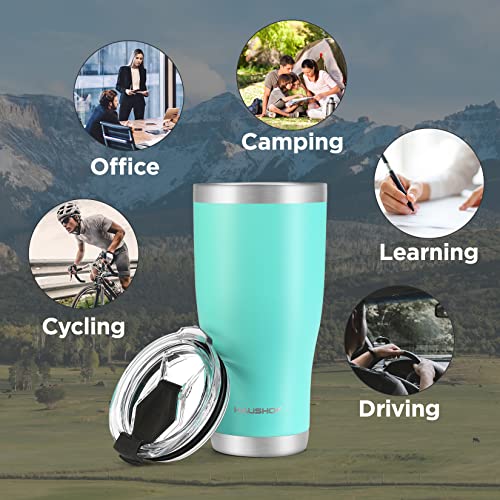 HAUSHOF 30 oz Lake Blue Stainless Steel Vacuum Insulated Travel Mug - Double Wall Coffee Tumbler with Lid