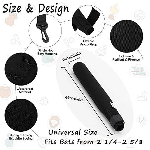 ILHSTY 4 Pack Bat Sleeve Protectors for Baseball & Softball - Black