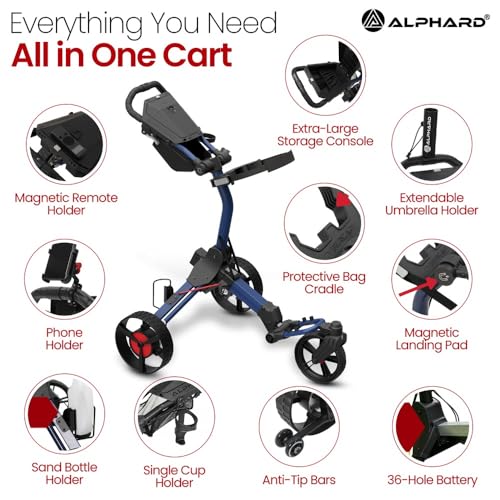 Electric Golf Cart with Remote Control - Compact Folding, Black