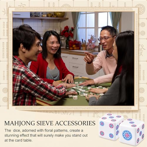 25 mm Acrylic Mahjong Dice Set - White Blue Rose Red (2 Pcs)