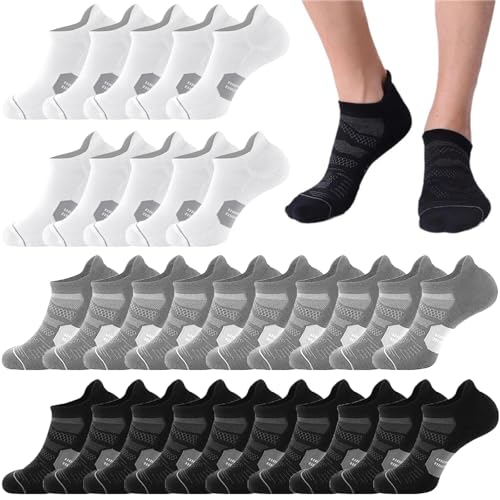 12 Pairs Men's Ankle Running Socks - Breathable Low Cut, Multicolor