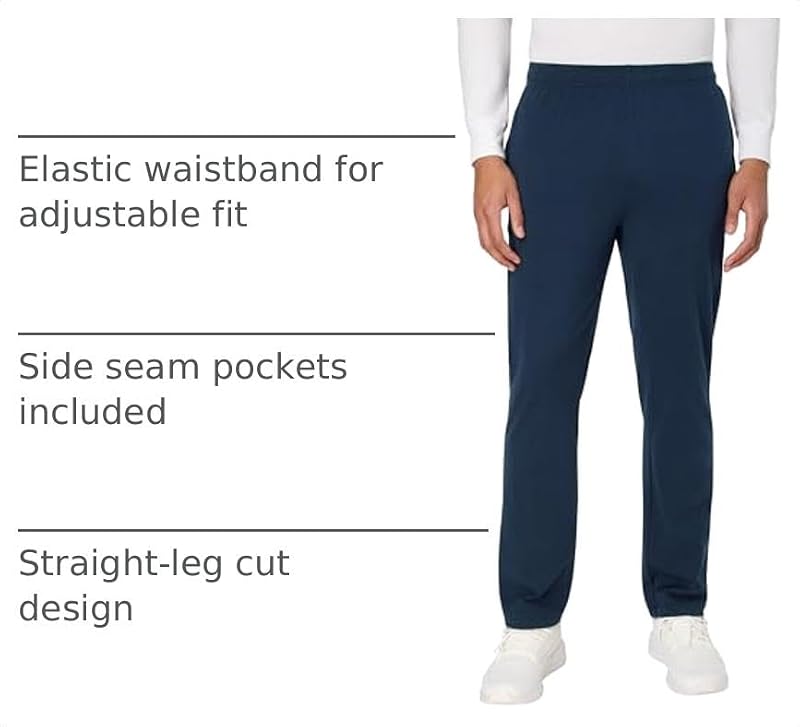 Hanes Men's Lightweight Cotton Jogger Pants - Athletic Navy Large - Cinch Waist, Open Bottom, 29"/31"
