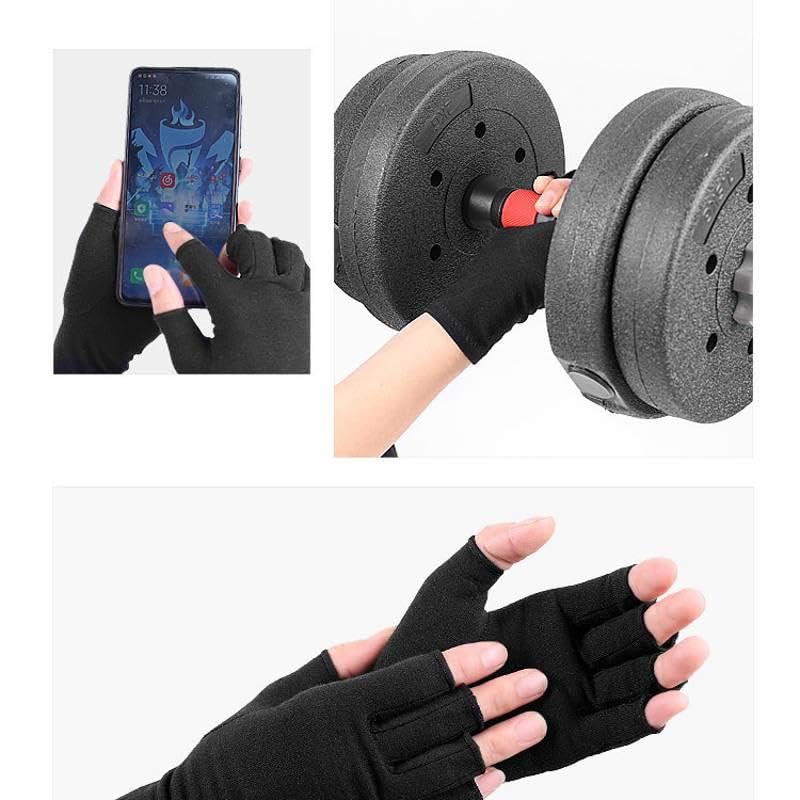 Fingerless Arthritis Compression Gloves for Pain Relief - Black, Medium