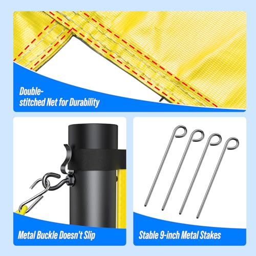 32FT Outdoor Volleyball Net Set - Anti-Sag with Steel Poles - A-Yellow