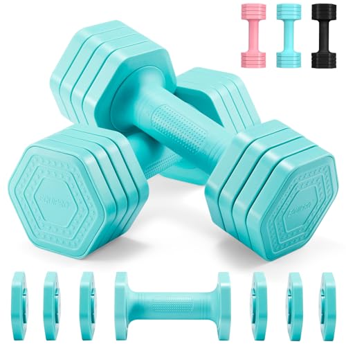 Adjustable Dumbbell Set for Women - 4 in 1 Weights, Blue