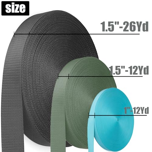 Oak-Sports Nylon Webbing Strap 1" Black 26 Yards Heavy Duty