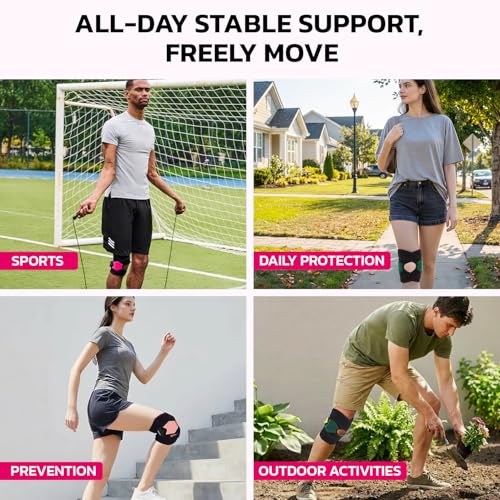 aoFIT Knee Brace for Women& Men (1 Pair), Knee Braces Wrap Adjustable Compression Sleeve Knee Support with Memory Stabilizers,Knee Support for Knee Pain Relief Meniscus Tear HotPink M