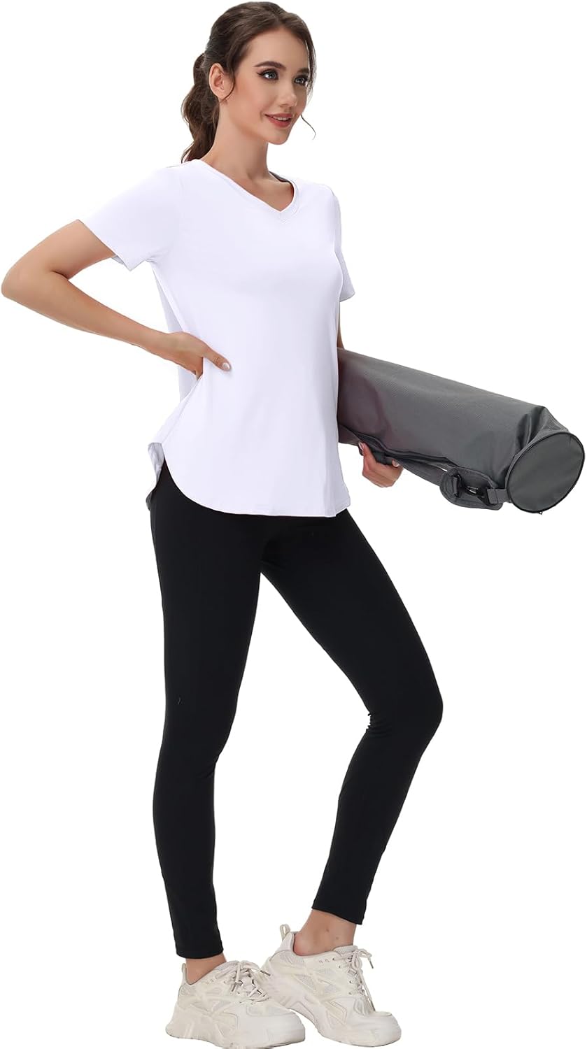 Skiennix Women's Short Sleeve Workout Tops - Moisture-Wicking V-Neck Athletic Tee for Yoga & Gym