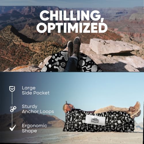 Chillbo Inflatable Lounger Couch Large Black & White Doodle for Camping & Outdoors