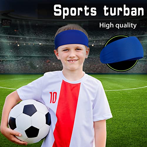 Breathable Kids Sweatbands - 6 Pcs Solid Color Headbands for Sports