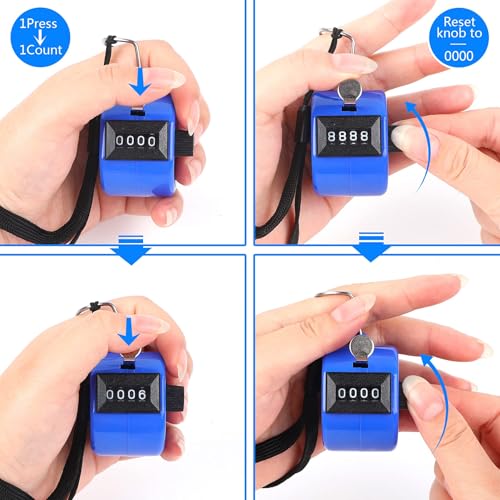 4-Digit Tally Counter Clicker - 2 Pack Red & Blue