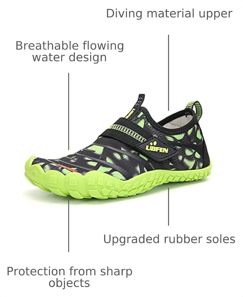 Kids Water Shoes - Quick-Dry Aqua Socks for Big Kid - Green