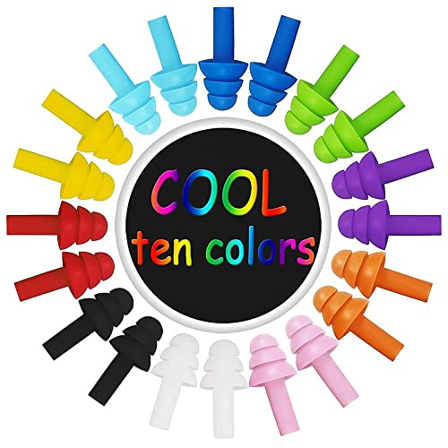 10 Pairs Reusable Silicone Swimming Earplugs with Case