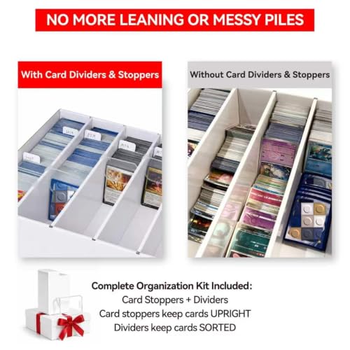VantaQasis Trading Card Storage Box with Dividers 5 Rows - Bulk Card Organizer for TCG MTG Sports Cards (Variation 1)
