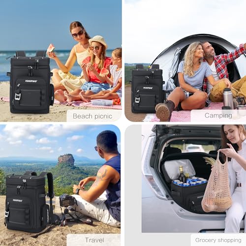 Hulongo Black 30L Waterproof Insulated Cooler Backpack for 48 Cans