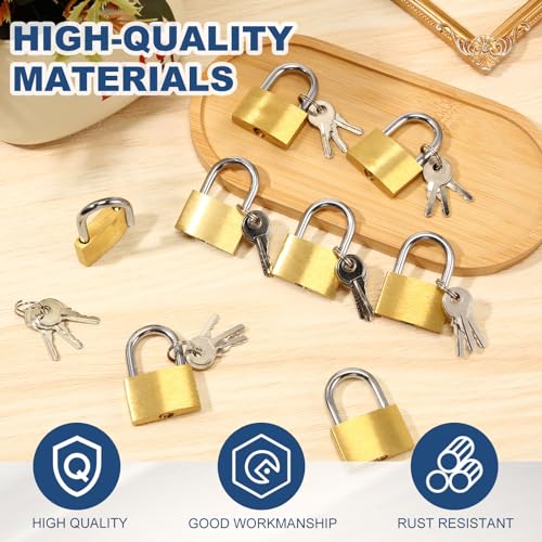 24 Pcs Solid Brass Keyed Padlock, Small Yellow Gym Lock, Strong Padlock with Same Key for Luggage Toolbox (30mm 1-3/16'')