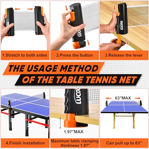 4 Player Ping Pong Paddle Set with Retractable Net & 12 Balls for Indoor Outdoor Play