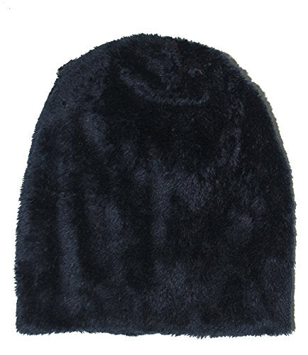 Men's Thick Wool Knit Beanie Hat - Soft Lined, Medium Gray