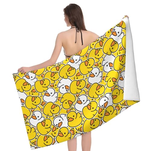 Ngzhyad Cute Rubber Duck Beach Towel Large Microfiber Sand-Free Quick Dry 32x52 Inch, One Size