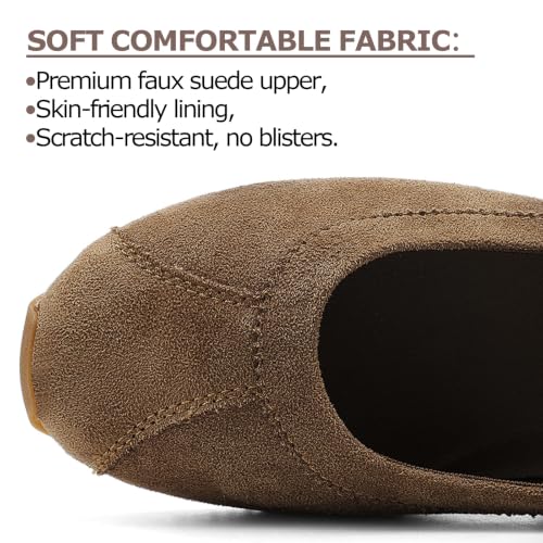 UBFEN Women's Mocha Mary Jane Sneakers Ballet Flats Slip-On Walking Shoes - Comfortable & Stylish