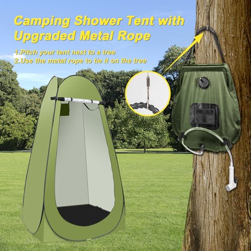 G2 GO2GETHER Green Portable Camping Shower Tent Kit with 5 Gallon Shower Bag