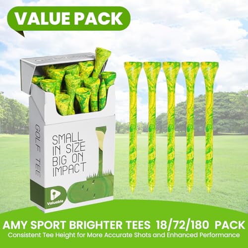 Colorful Golf Tees - 3 1/4 & 2 3/4 Inch Bamboo Set, 18/72/180 Pack