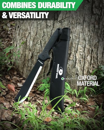 Mossy Oak 19-Inch Heavy Duty Machete with Saw & Sheath - Outdoor Survival Tool