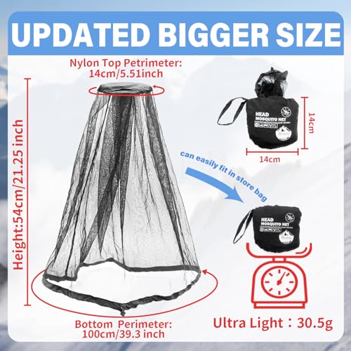 Mosquito Head Net - Black Insect Shield for Outdoor Activities (2pcs)