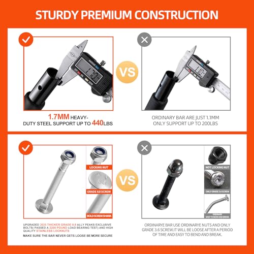 Heavy Duty Doorway Pull Up Bar - Max 440 lbs Multi-Grip Fitness Trainer