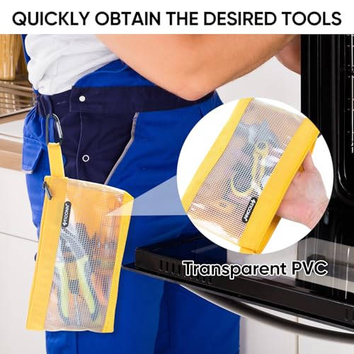 TICONN Tool Pouch, 1680D Oxford Small Tool Bag, Tool Pouches with Zipper, Clear Utility Bag Zipper Pouch for Tool Organizers and Storage (9PK Combo)