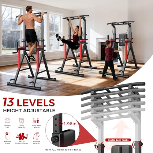 Power Tower Pull Up Bar - Free Standing Dip Station Set - 400LBS