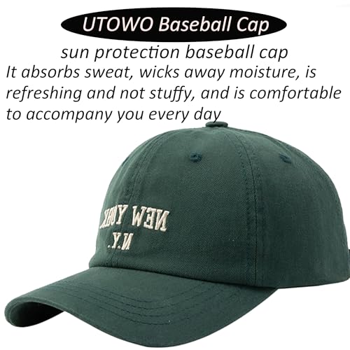 Washed Baseball Cap - Adjustable Unisex New York Hat - Green