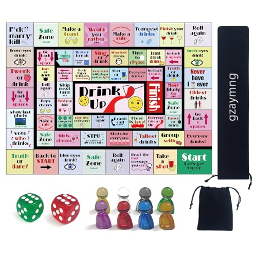 Drinking Board Game for Adults - Leather Mat, Multicolor - 2-8 Players