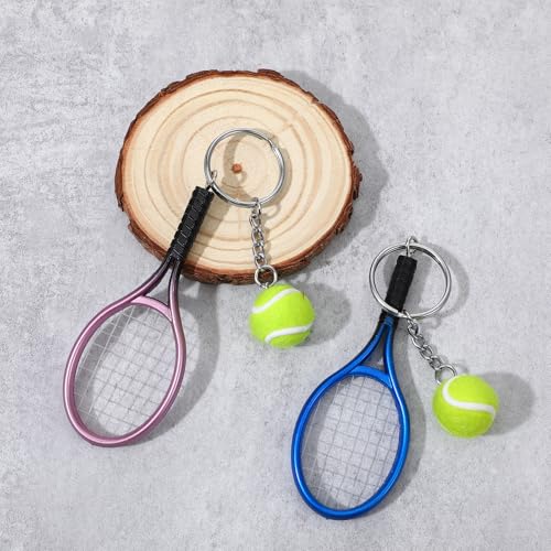 Mini Tennis Racket Keychain Set - Blue & Purple Accessories
