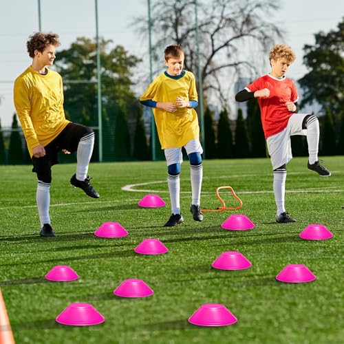 Rose Red Mini Soccer Cones 12 Pack for Agility Training Sports Drills